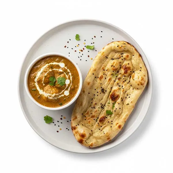 Methi malai murgh with kalonji naan bread